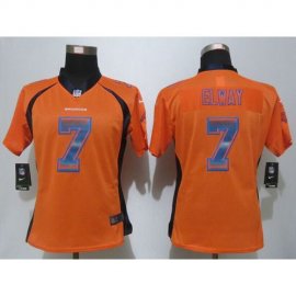 Nike Denver Broncos #7 John Elway Orange Team Color Womens Stitched NFL Elite Strobe Jersey