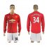 Manchester United #34 Lawrence Red Home Long Sleeves Soccer Club Jersey