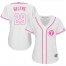 Texas Rangers #29 Adrian Beltre White/Pink Fashion Womens Stitched MLB Jersey