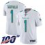 Nike Miami Dolphins #1 Tua Tagovailoa White Mens Stitched NFL 100th Season Vapor Untouchable Limited Jersey