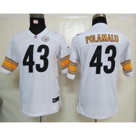 Nike Pittsburgh Steelers #43 Troy Polamalu White Youth Stitched NFL Elite Jersey