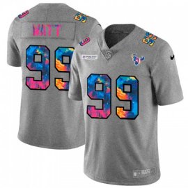 Houston Texans #99 J.J. Watt Mens Nike Multi-Color 2020 NFL Crucial Catch NFL Jersey Greyheather
