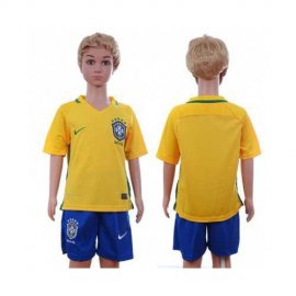 Brazil Blank Home Kid Soccer Country Jersey