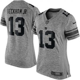 Nike New York Giants #13 Odell Beckham Jr Gray Womens Stitched NFL Limited Gridiron Gray Jersey