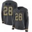 Nike Green Bay Packers #28 AJ Dillon Anthracite Salute to Service Womens Stitched NFL Limited Therma Long Sleeve Jersey