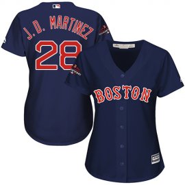 Boston Red Sox #28 J. D. Martinez Navy Blue Alternate 2018 World Series Champions Womens Stitched MLB Jersey