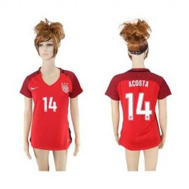 Womens USA #14 Acosta Away Soccer Country Jersey