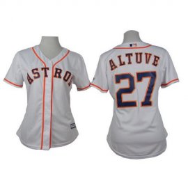 Houston Astros #27 Jose Altuve White Home Womens Stitched MLB Jersey