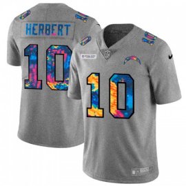 Los Angeles Chargers #10 Justin Herbert Mens Nike Multi-Color 2020 NFL Crucial Catch NFL Jersey Greyheather