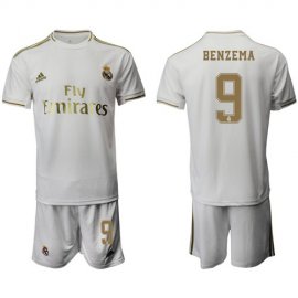 Real Madrid #9 Benzema White Home Soccer Club Jersey