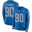 Nike Detroit Lions #90 Trey Flowers Blue Team Color Mens Stitched NFL Limited Therma Long Sleeve Jersey
