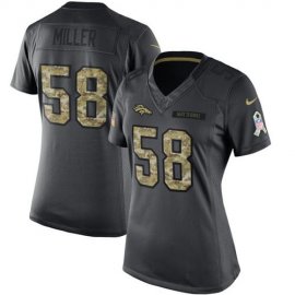 Nike Denver Broncos #58 Von Miller Black Womens Stitched NFL Limited 2016 Salute to Service Jersey