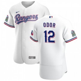 Texas Rangers #12 Rougned Odor Mens Nike White Home 2020 Authentic Patch Player MLB Jersey