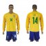 Brazil #14 GIL Home Long Sleeves Soccer Country Jersey
