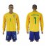 Brazil #1 Jefferson Home Long Sleeves Soccer Country Jersey