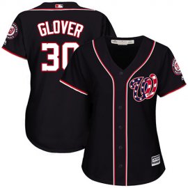 Washington Nationals #30 Koda Glover Navy Blue Alternate Womens Stitched MLB Jersey