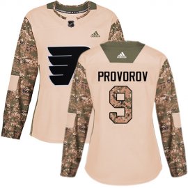 Adidas Philadelphia Flyers #9 Ivan Provorov Camo Authentic 2017 Veterans Day Womens Stitched NHL Jersey