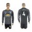 Manchester United #4 Jones Black Long Sleeves Soccer Club Jersey
