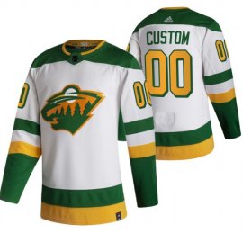 Minnesota Wild Custom White Mens Adidas 2020-21 Alternate Authentic Player NHL Jersey