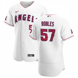 Los Angeles Angels #57 Hansel Robles Mens Nike White Home 2020 Authentic Player MLB Jersey