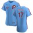 Philadelphia Phillies #17 Rhys Hoskins Mens Nike Light Blue Alternate 2020 Authentic Player MLB Jersey