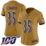 Nike Baltimore Ravens #35 Gus Edwards Gold Womens Stitched NFL Limited Inverted Legend 100th Season Jersey