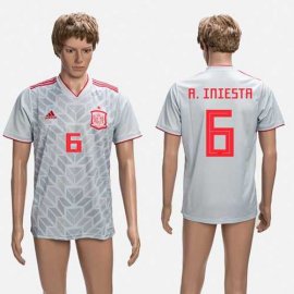 Spain #6 A.Iniesta Grey Training Soccer Country Jersey