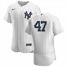New York Yankees #47 Jordan Montgomery Mens Nike White Navy Home 2020 Authentic Player MLB Jersey