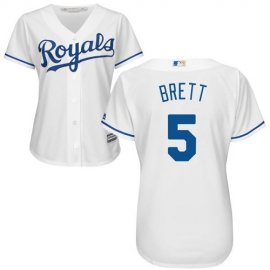Kansas City Royals #5 George Brett White Home Womens Stitched MLB Jersey
