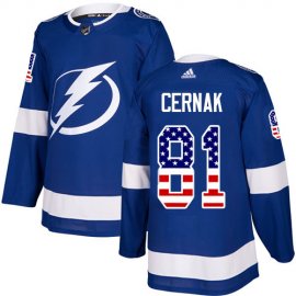 Adidas Tampa Bay Lightning #81 Erik Cernak Blue Home Authentic USA Flag Youth Stitched NHL Jersey