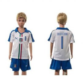 Italy #1 Buffon White Away Kid Soccer Country Jersey