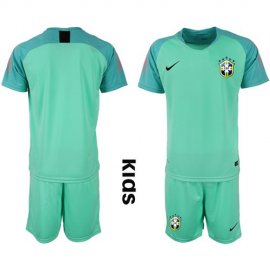 Brazil Blank Green Goalkeeper Kid Soccer Country Jersey