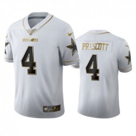 Dallas Cowboys #4 Dak Prescott Mens Nike White Golden Edition Vapor Limited NFL 100 Jersey