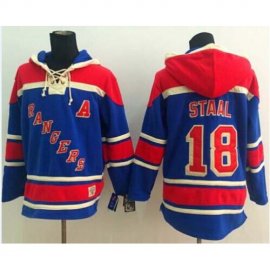 New York Rangers #18 Marc Staal Blue Sawyer Hooded Sweatshirt Stitched NHL Jersey