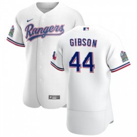 Texas Rangers #44 Kyle Gibson Mens Nike White Home 2020 Authentic Patch Player MLB Jersey