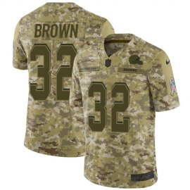 Nike Cleveland Browns #32 Jim Brown Camo Mens Stitched NFL Limited 2018 Salute To Service Jersey