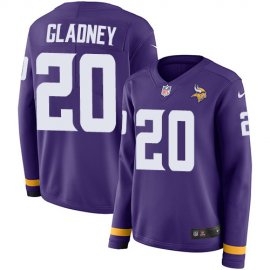 Nike Minnesota Vikings #20 Jeff Gladney Purple Team Color Womens Stitched NFL Limited Therma Long Sleeve Jersey