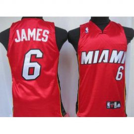 Kids Miami Heat 6 LeBron James Red Jersey Cheap