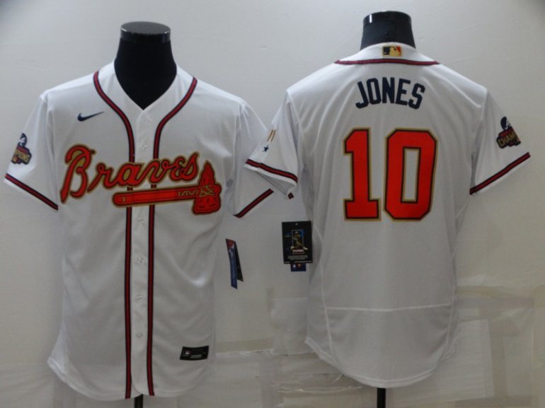 Braves 10 Chipper Jones White 2022 Gold Program Nike Flexbase Jersey Braves 10 Chipper Jones White 2022 Gold Program Nike Flexbase Jersey