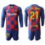 Barcelona #21 F.De Jong Home Long Sleeves Soccer Club Jersey