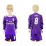 Real Madrid #8 Kroos Away Long Sleeves Kid Soccer Club Jersey