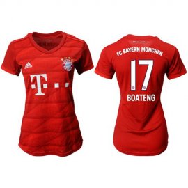 Womens Bayern Munchen #17 Boateng Home Soccer Club Jersey