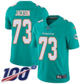 Nike Miami Dolphins #73 Austin Jackson Aqua Green Team Color Mens Stitched NFL 100th Season Vapor Untouchable Limited Jersey