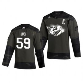 Nashville Predators #59 Roman Josi Adidas 2019 Veterans Day Mens Authentic Practice NHL Jersey Camo