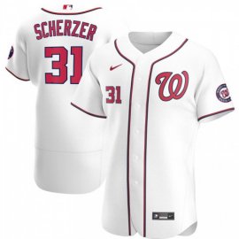Washington Nationals #31 Max Scherzer Mens Nike White Home 2020 Authentic Player MLB Jersey