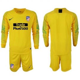 Atletico Madrid Blank Yellow Goalkeeper Long Sleeves Soccer Club Jersey