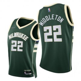 Nike Milwaukee Bucks #22 Khris Middleton Youth 2021-22 75th Diamond Anniversary NBA Jersey Green Youth