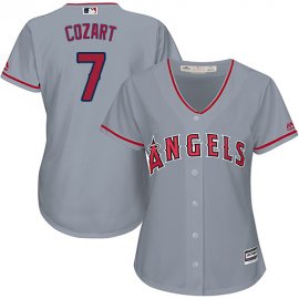 Los Angeles Angels #7 Zack Cozart Grey Road Womens Stitched MLB Jersey