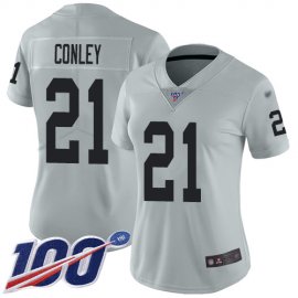Nike Las Vegas Raiders #21 Gareon Conley Silver Womens Stitched NFL Limited Inverted Legend 100th Season Jersey