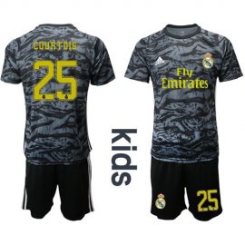 Real Madrid #25 Courtois Blue Goalkeeper Kid Soccer Club Jersey